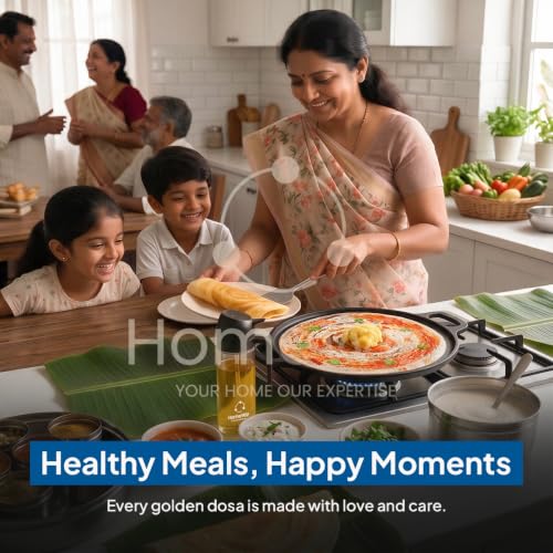 Image of HomeWiz Cast Iron Non Stick Dosa Tawa 30 cm | Free Oil Dispenser 500ml | Pre-Seasoned Cast Iron Tawa for Roti & Dosa | Big Size Cast Iron Dosa Tawa | Lifetime Usage | Works on Induction & Gas Stove