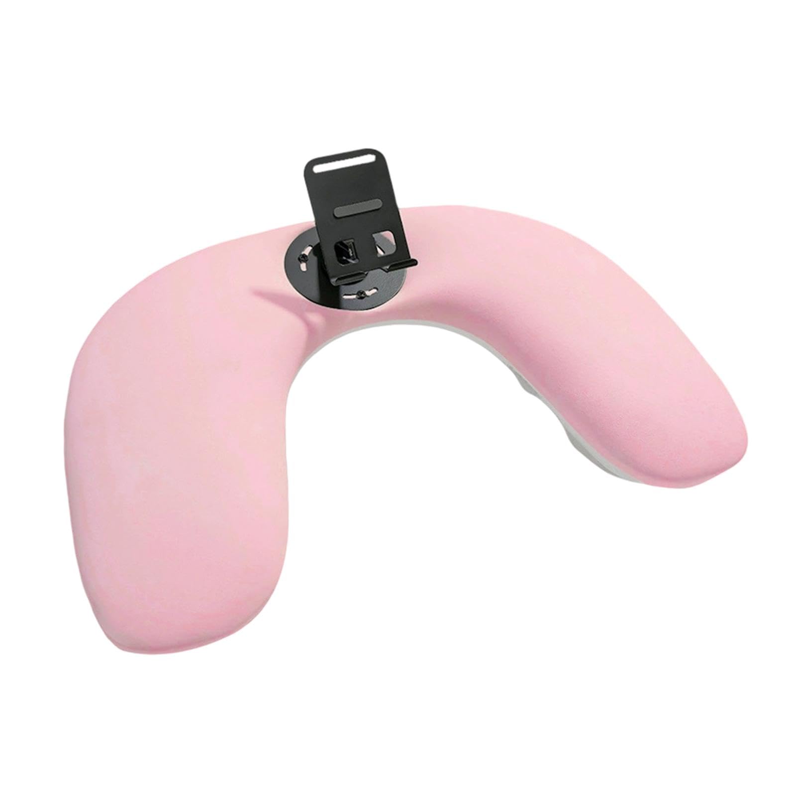 Generic Cuscino Manicure U Forma Poggiabraccio per Unghie con Porta Telefono in PU Pelle E Metallo Design Ergonomico Rimovibile Adatto a Scuole, Rosa
