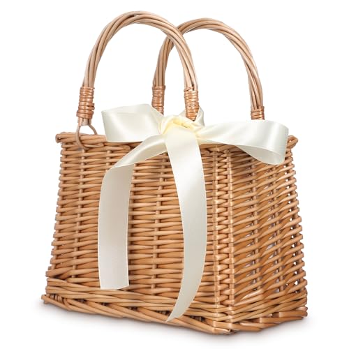Bolso de cesta de mimbre para mujer ABOOFAN blanco miniatura 1