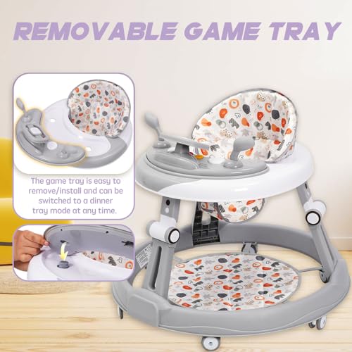 Baby Walker Foldable Walker with Height Adjustable Multi-Function Anti-Rollover Toddler Walkers for Any Terrain Walkers in Round Shape Push Along BabyWalkers Suitable for Girls Boys 6-18 Months - Image 6