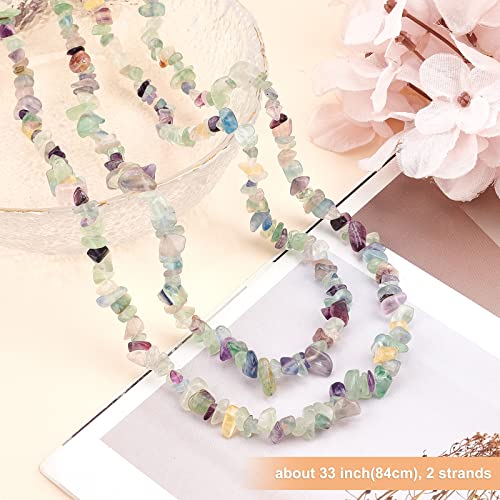 OLYCRAFT 2 Strands Natural Chip Stone Beads 5~8mm Fluorite Beads Strand Chip Undyed Fluorite Irregular Gemstones for Bracelet Jewelry Making - Image 4