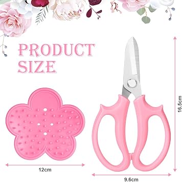 OFFCUP Garden Secateurs, Florist Scissors, Bypass Pruning Shears Professional Secateurs Pruning Scissors Snips, Hand Pruner Snip Trimming Tool with Thorn Remover Tool for Gardening Flower (Pink)