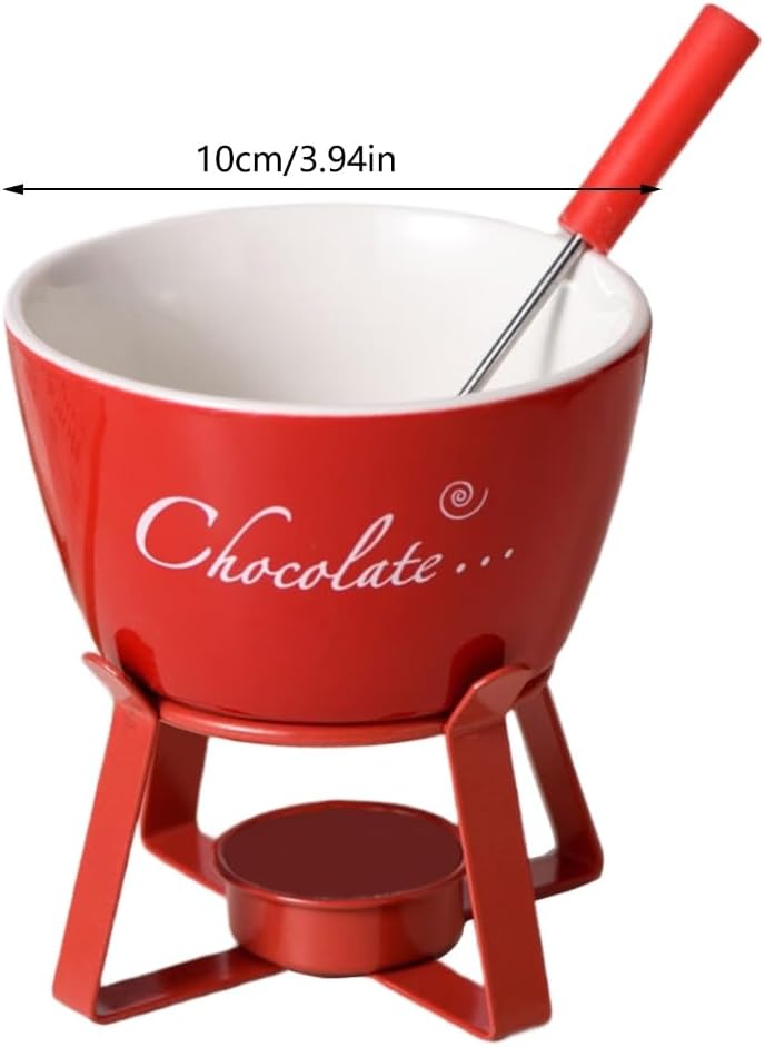 Fondue Pots Set with Fork for Chocolate,Cheese Tealight Porcelain Melting Pots