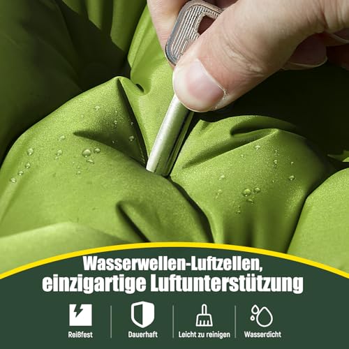 Yuzonc Isomatte, Verdicktes Doppel Camping Matratze, Ultraleicht Luftmatratze Camping für 2 Personen Aufblasbare mit Fußpumpe, Kissen für Outdoor