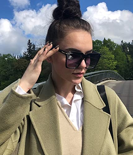 EYLRIM Oversized Square sunglasses for Women Men Black Big Frame Shades Outdoor Sun Glasses UV400 Protection - Image 4