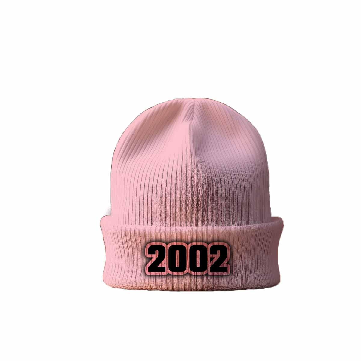 Beanie 2002 rose bébé avec revers en maille douce pour hiver