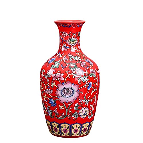 Small Ceramic Vase for Flower Handmade Elegant Vintage Chinese Painting