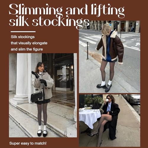 Image of X-CHENG Fleece Lined Tights Sheer Women - Fake Translucent Warm Pantyhose Leggings Sheer Thick Tights for Winter