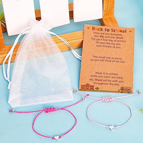 Image of EOBOH Back to School Supplies, Back to School Bracelet Mommy and Me, Prek Matching Wish Bracelets Set, Adjustable Bracelet for Boys Girls Gifts Stuff Bulk