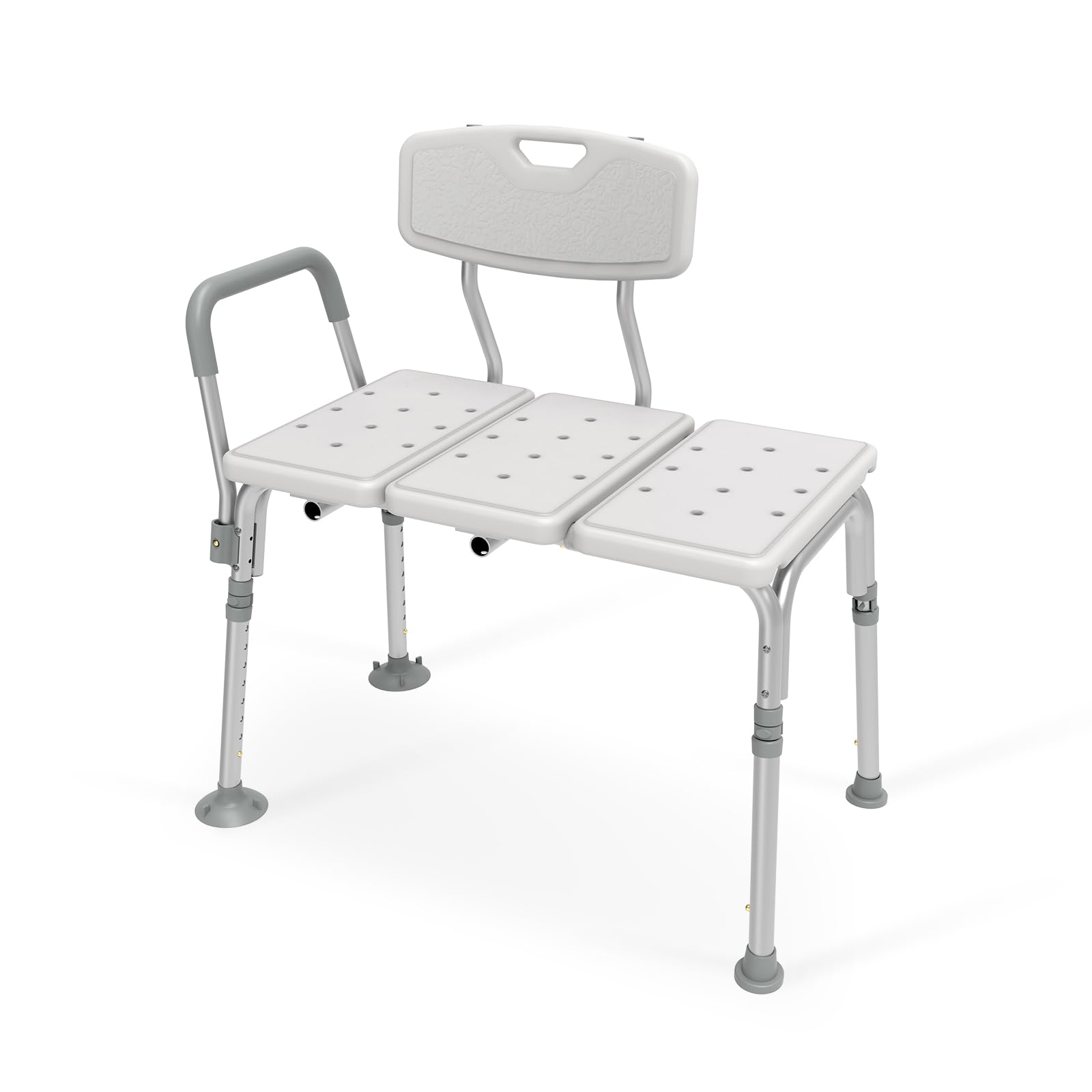 EMKE Taburete de Ducha para Seniors con reposabrazos y Respaldo, Altura Regulable, hasta 125 kg, Color Blanco