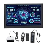 PC-Temperaturmonitor, 5-Zoll-IPS-USB-Mini-Bildschirm, PC-CPU-RAM, HDD-Datenmonitor, Einstellbare Computertemperaturanzeige, 360-Grad-Drehung, Typ-C-Unterbildschirm für Computergehäuse, für Windows