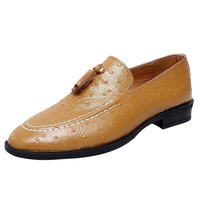 Tassel Oxford Shoes for Mens Uniform Vintage Business Slip Resistant Low Top Rubber Sole Non Slip Shoe Pu Leather Slip-on Pointed Toe