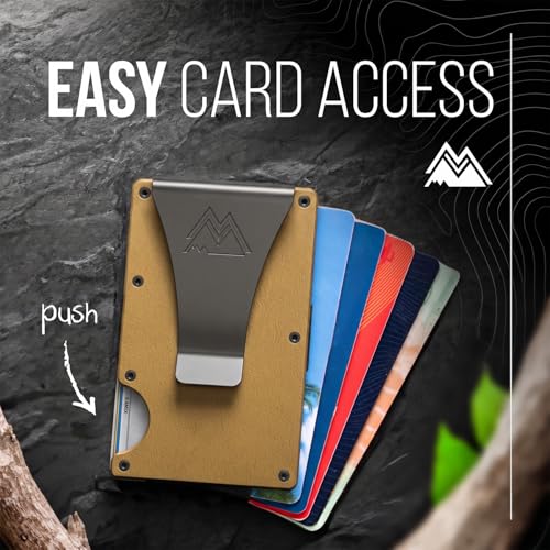Image of Mountain Voyage Co Minimalist Wallet for Men & Women - Slim RFID Wallet, Scratch Resistant, Credit Card Holder & Money Clip, Easily Removable Money & Cards, (Khaki Leather)