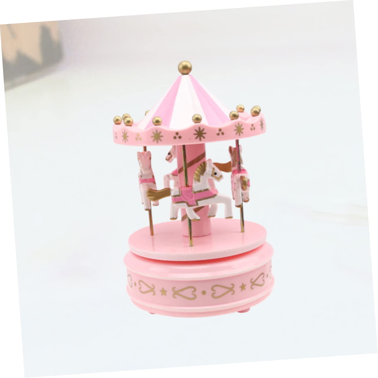 Mikikit Caja de Música de Carrusel Romántico Rosa, Portátil y Fácil de Usar, Decoración Elegante para Bodas Lugar Especial
