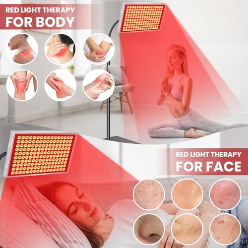 SAVILER® Red Light Therapy for Face & Body, 160 Dual-Wavelength LEDs Red Light Lamp Panel with Stand, 660nm 850nm Near Infrared Redlight Therapy Device for Home Skin Muscle - Thumbnail 2