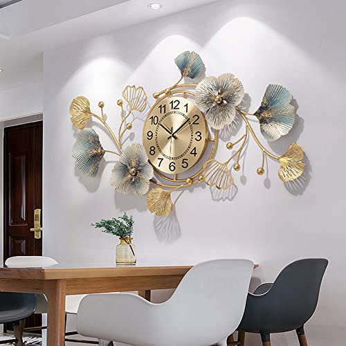 Fmnnfp Large Wall Clock 37 Inch Creative Metal Ginkgo Leaf Design Wall Clock Silent Non Ticking Decoration Wall Clocks For Living Room Bedroom Home #TOP5