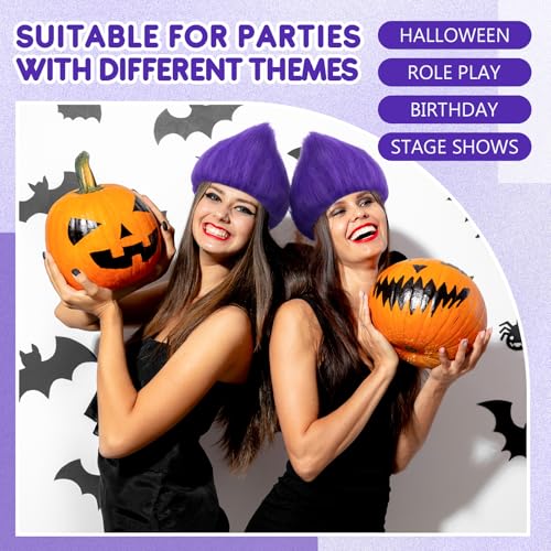 Image of Geyoga 1 Pcs Funny Wig Crazy Hair for Halloween Party,Purple | Funny Colorful Wig Adults Use, Unisex Funky Hairband, Halloween Mardi Gras Cosplay Costume Party Accessories