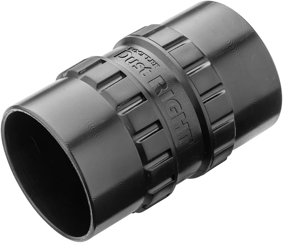 Dust Right 2-1/2'' Hose Splice (2) - Durable & Secure ABS Plastic Dust Collector Fittings - Easy to Install, Anti-Slip Plastic Hose Connector w/Molded teeth - Shop Vac Accessories for Wood Shop