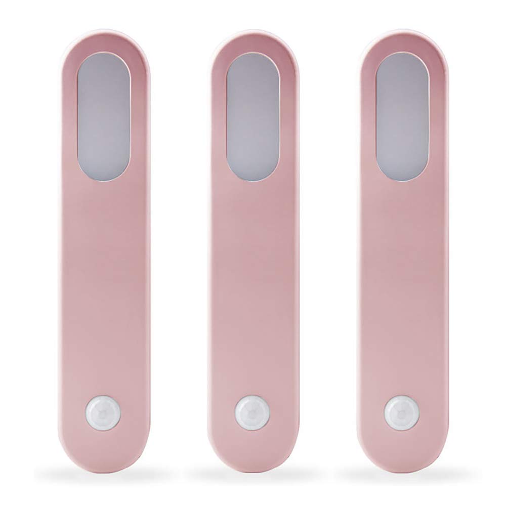 Sensore di Luce, la Luce di Notte Portable LED, 1.2W luminosità, della Temperatura 2800K a Colori, USB, 2 modalità di Illuminazione, Magnetico, Risparmio energetico (3 Pack),Rosa