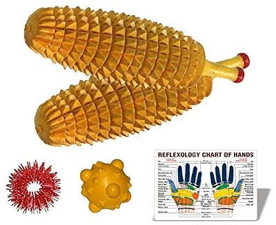 AHCS Super India Store Wooden Ancient Acupressure Spiked Hand Massager - Set Of 2 Pcs