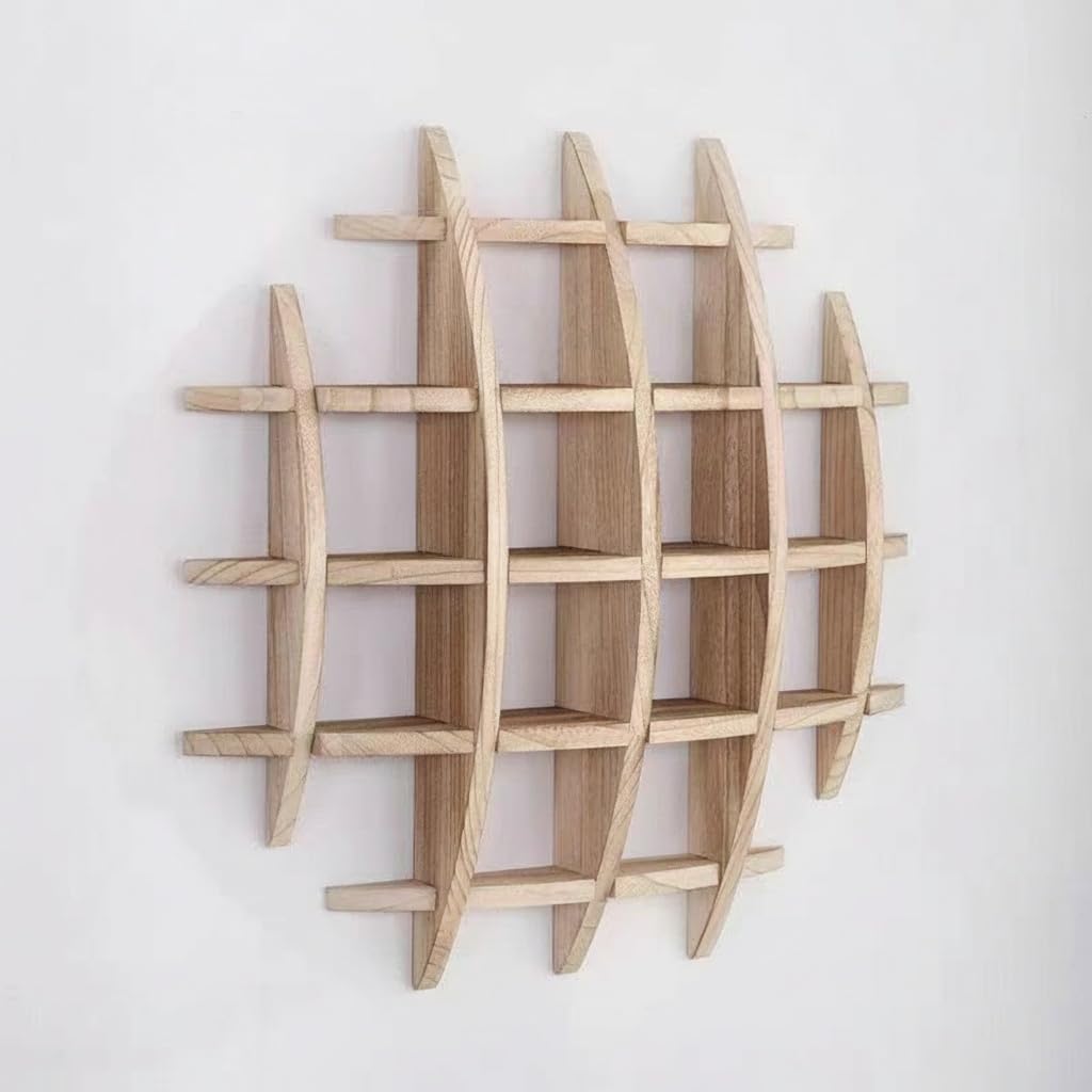 Solid Wood Wall Hanging Tea Rack, Chinese Style Storage Rack, Modern Simple Duo Bao Ge (Carbon burning color)
