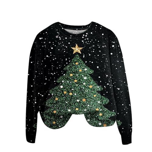 Sweatshirt Femme Pull-Over Noël Vert Clair M pour Style Décontracté
