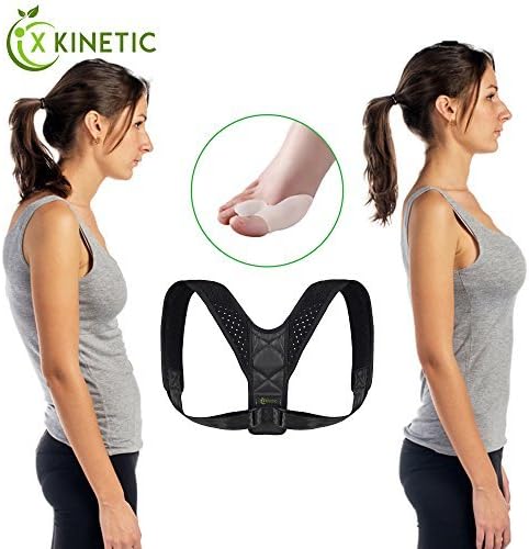 X KINETIC Posture Corrector Back Brace + Free Orthotic Toe Bunion Cushion - Shoulder Support, Cushion for Men & Women, Improve Bad Posture, Thoracic Kyphosis, Humpback, Shoulder Alignment & Back Pain