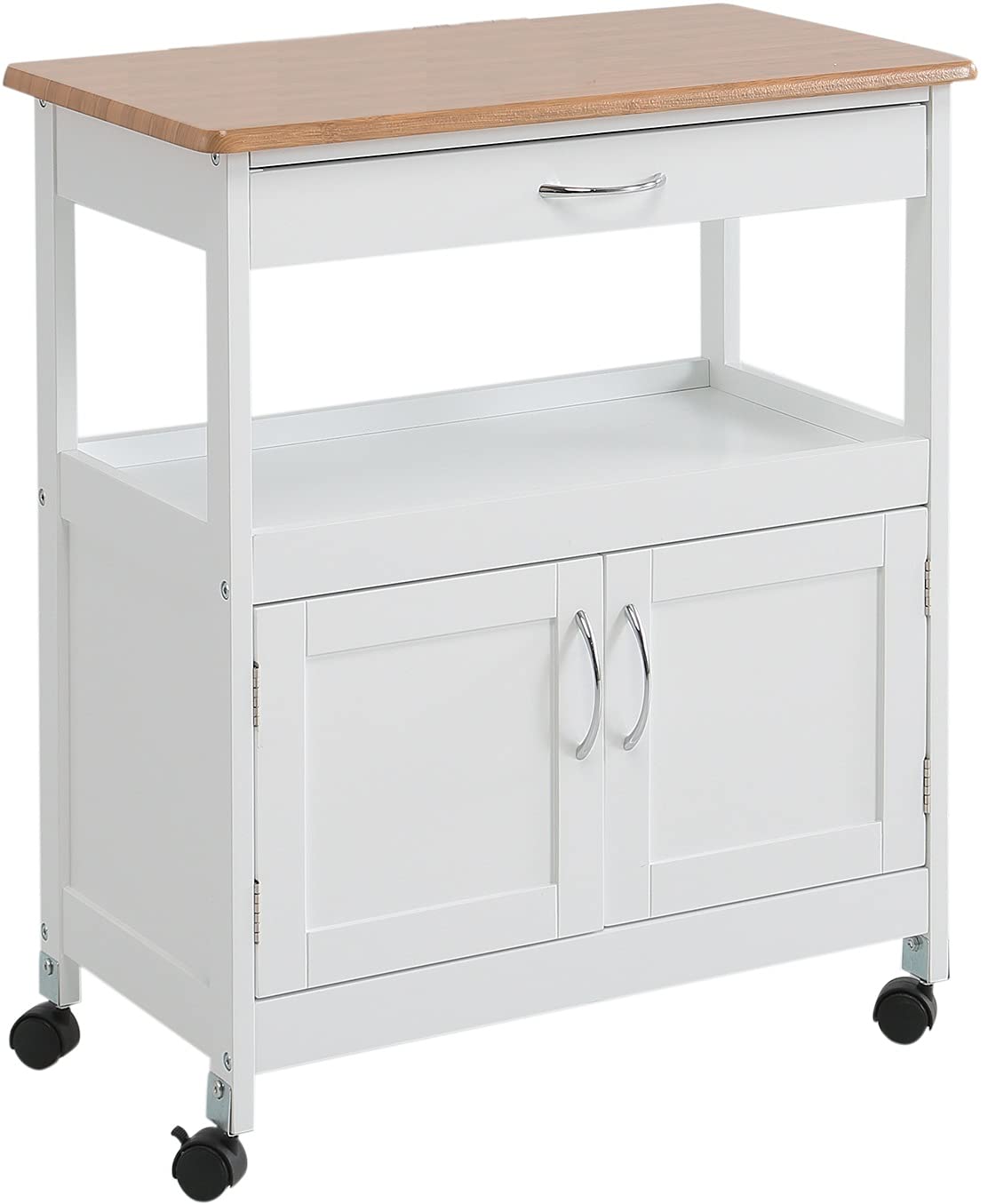 Carro de cocina para solucionar falta de espacio armario auxiliar de madera y blanco