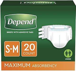 Depend Incontinence Protection with Tabs, Maximum Absorbency, S/M, 60 Count