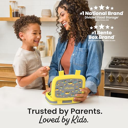 Image of Bentgo Kids Prints Leak-Proof, 5-Compartment Bento-Style Kids Lunch Box - Ideal Portion Sizes for Ages 3-7, Durable, Drop-Proof, Dishwasher Safe, & PFAS & BPA-Free Materials (Construction Trucks)