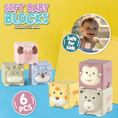Image of Wembley Soft Baby Bath Set 6 Pcs Squeezable Floating Animal Toy for Kids Safe BPA-Free Educational Sensory Play Supports Motor Skills & Hand-Eye Coordination Fun Learning Teething Aid
