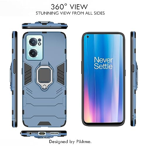 Image of Pikkme Back Cover for OnePlus Nord CE 2 5G | 360 Protection | Ring Holder | Kickstand | Tough Armor Case (Blue)