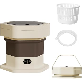 Inventory Disposal, Small Washing Machine with Dehydration, Mini Portable Washing Machine, Foldable, Large Capacity, 40 W, Silent Motor, Drainage Hose, Underwear, Socks, Towel, Bra, Pants, Childrens
