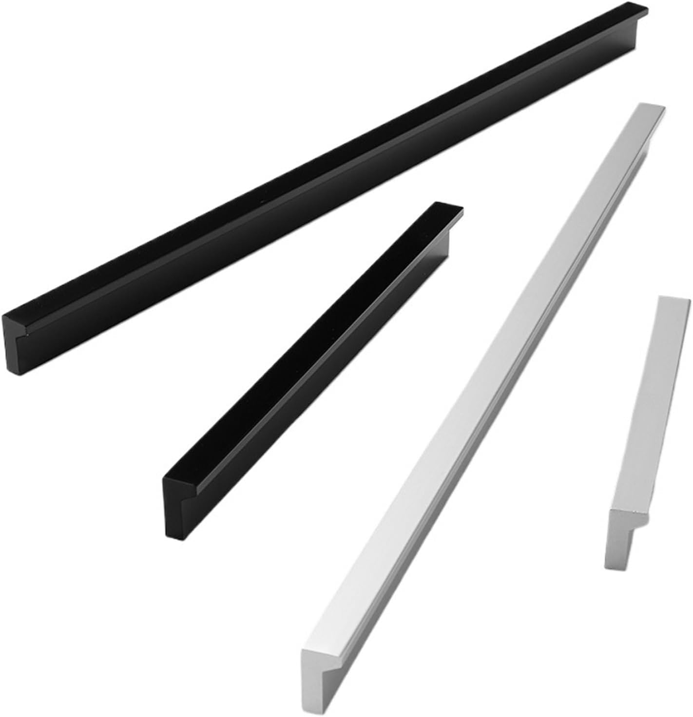 Silver Black Kitchen Cabinet Handles Dressers Closet Aluminum Knobs Pulls Drawer Furniture Handle Cupboard Wardrobe Hardware 2Pcs(206-96mm Black)