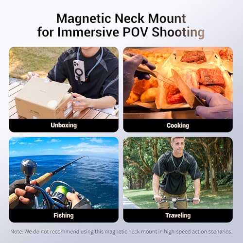 JJC Magnetic Neck Mount for Phone & Action Camera, POV Neck Holder for iPhone Android Phones Gopro Insta 360 with Quick Release & Angles Adjustment for Content Creating Cooking Video Filming by JJC - Image 2