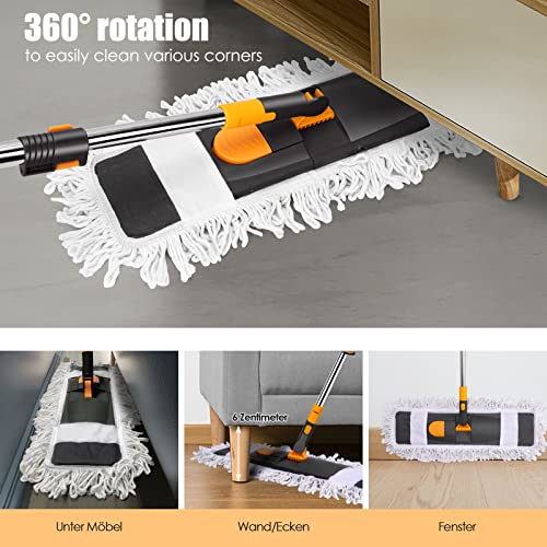 Gadhra Dust Mop For Floor Cleaning, Microfiber Dry And Wet Flat Mops With 2 Washable Pads, Extendable Adjustable Long Handle, Floor Mop For Hardwood Laminate, Tile, Marble Floor #TOP4