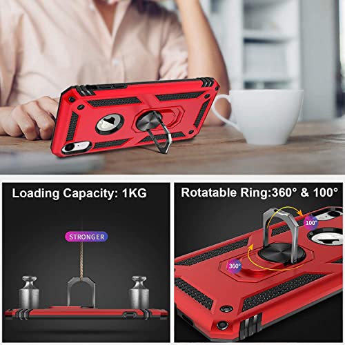 Image of REALCASE Shockproof Armor Back Cover Case Comaptible for XR | Heavy Duty Dual Layer Hybrid Military Grade Defender Ring Case Back Cover Compatible for XR (Red)