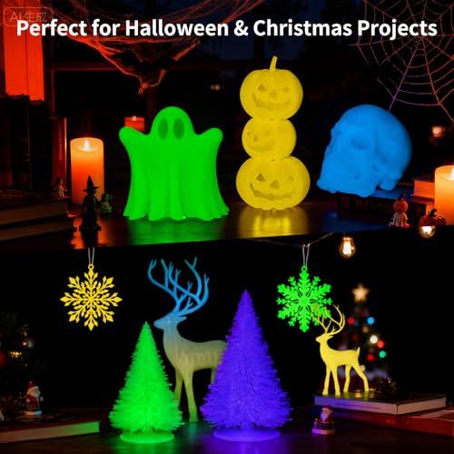 Image of IEMAI Glow in The Dark PETG Filament 1.75mm Bundle 2KG, Green and Blue Luminous 3D Printer Filament High-Brightness & Long-Lasting Glowing, Accuracy + /-0.02mm