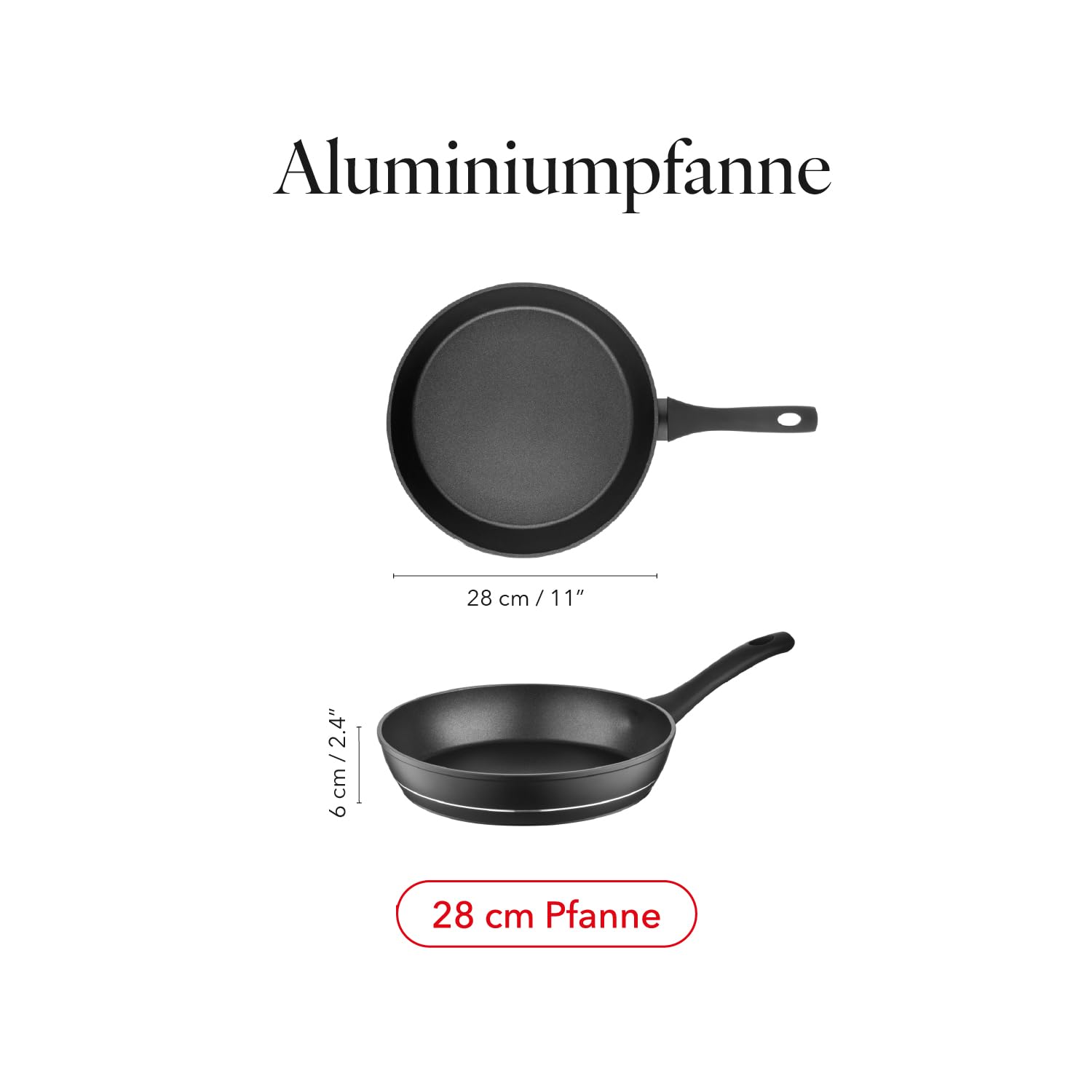 Florina Aluminium Bratpfanne 28 cm Durchmesser I Universalpfanne DELUX Antihaftbeschichtet I Anti-Kratz Pfanne mit Induktionsboden I Geeignet für Induktionsherd – Bild 3