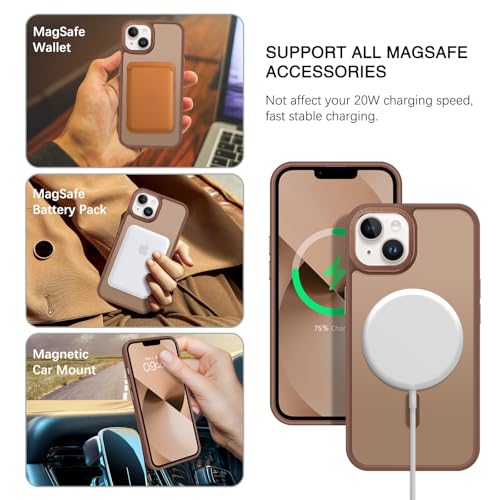 Image of BENTOBEN Magnetic for iPhone 13 Case & iPhone 14 Case [Compatible with Magsafe] Translucent Matte Phone Case iPhone 13 /14 Slim Shockproof Women Men Protective Cover for iPhone 13 /14 6.1 inch, Bronze