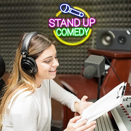 Image of Stand Up Comedy Neon Sign Led Colorful Neon Light for Wall Decor Usb Talk Show Light Up Signs for Live Funny Stand Up Show Beer Bar Man Cave Decorations