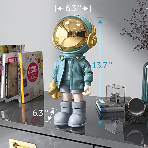 Ez4Ence Astronaut Statues Spaceman Sculpture Resin Arts Gifts Blue Figurine Ornament Room Decor For Men,Home And Crafts Desktop Accessories Tabletop Decoration, Living Room, Office, Bookshelf #TOP2