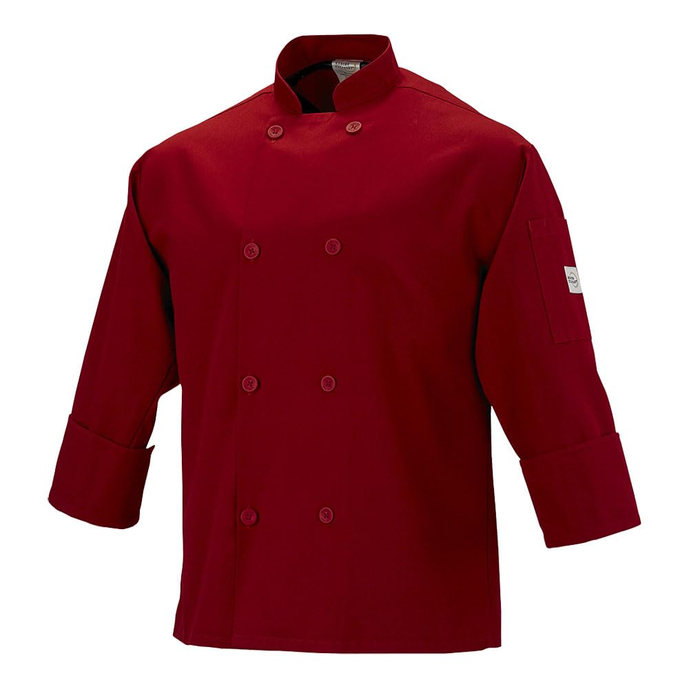 Mercer Culinary M60010RDL Millennia Men's Cook Jacket with Traditional Buttons, Large, Red