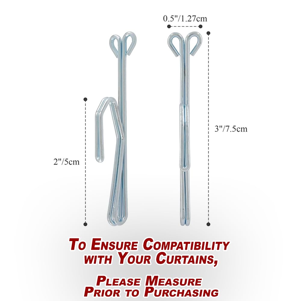 HomEveryday 50pcs Large Stainless Steel Silver Drapery Pins 3in x 1.2in For Hanging Pinch Pleated Curtains. Slip on Drapery Hooks. Drapery Accessories Home & Office Decor Holiday and Party Decorations