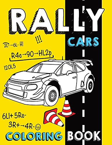 Rally Cars Coloring Book: 28 Illustrations Rally Car With Background For Color