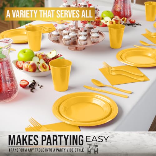 Image of Exquisite 350 Pcs Yellow Plates and Napkins Party Supplies Plate Sets