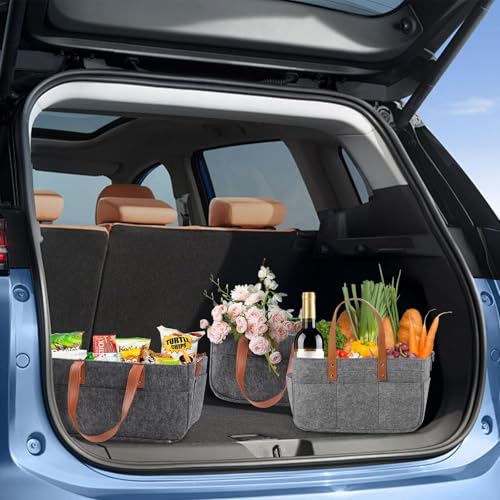 Miniatura 8 de Anhow Bolsa De Fieltro, 30l Bolsa Compra Cesta De La Compra De Fieltro Plegable Y Versátil Con Compartimento Y Bolsillo Para Compras, Picnic, Leña, Juguetes - Gris Oscuro 40x27x27 Cm