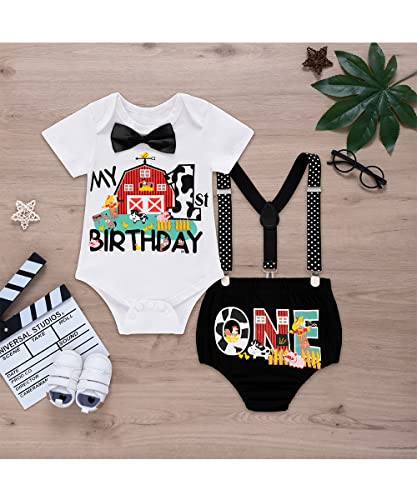 Baby Boys First Birthday Outfit Funny Bowtie One Year Old Cake Smash Pants Set4