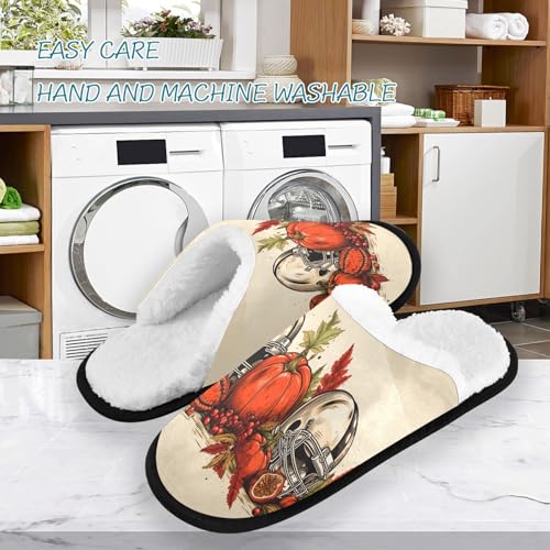 Baseball Pumpkin Halloween Yellow(1) Slippers For Women Men Soft Memory Foam Non-Slip Hallowmas Winter Indoor House Shoes Travel Slipper3