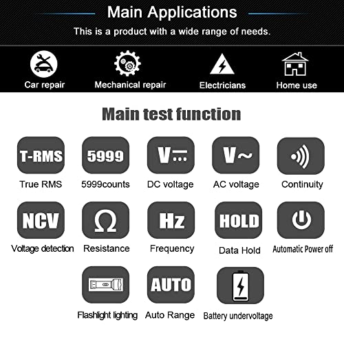 Siuke Multimeters,Siuke Digital Multimeter Professional Voltage Resistance Frequency Capacitance Measurement Tester Multitester Detector Digital Backlight Display Tester thumb #8